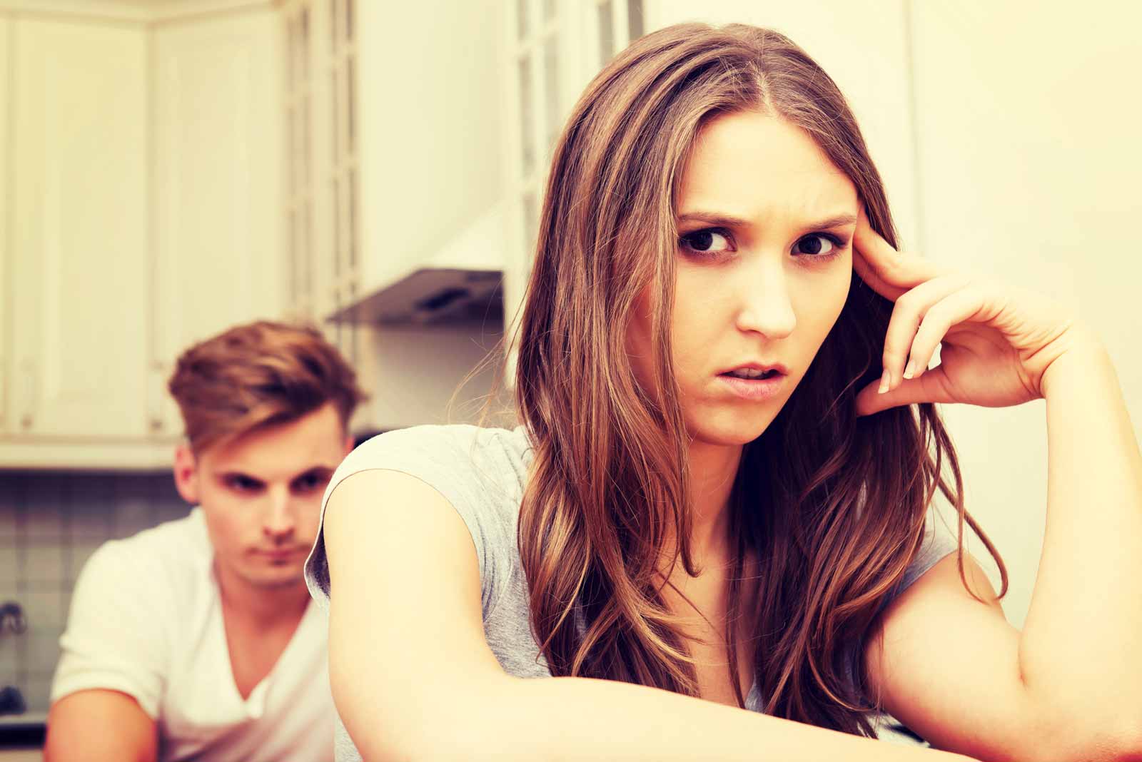 Woman Avoiding Eye Contact
